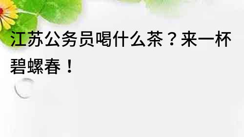 江蘇公務員喝什么茶？來一杯碧螺春！