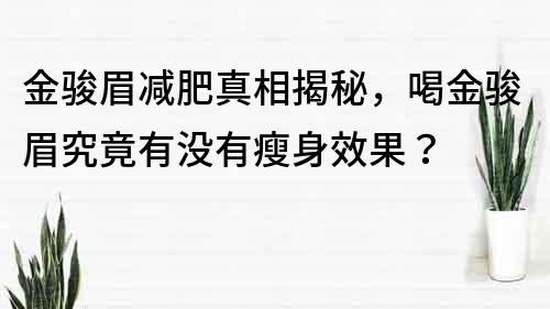 金駿眉減肥真相揭秘，喝金駿眉究竟有沒有瘦身效果？