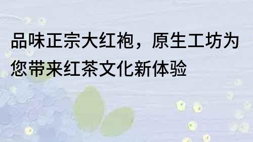 品味正宗大紅袍，原生工坊為您帶來紅茶文化新體驗