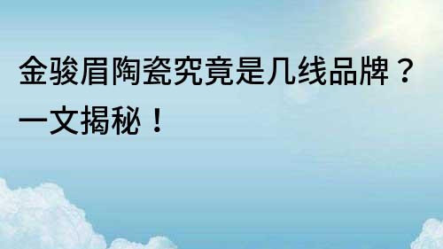 金駿眉陶瓷究竟是幾線品牌？一文揭秘！