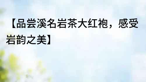 【品嘗溪名巖茶大紅袍，感受巖韻之美】