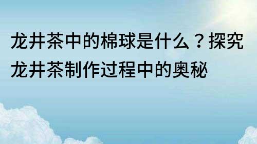 龍井茶中的棉球是什么？探究龍井茶制作過程中的奧秘