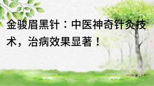金駿眉黑針：中醫(yī)神奇針灸技術(shù)，治病效果顯著！