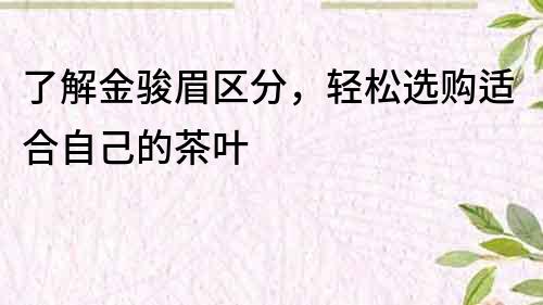 了解金駿眉區分，輕松選購適合自己的茶葉