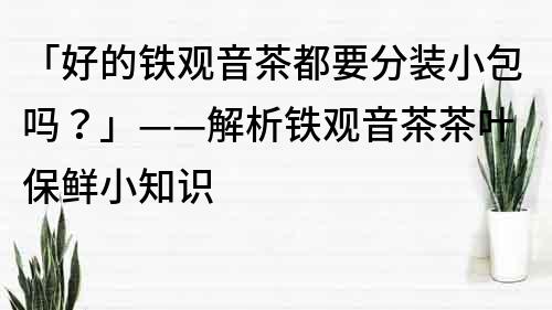 「好的鐵觀音茶都要分裝小包嗎？」——解析鐵觀音茶茶葉保鮮小知識