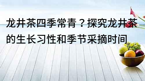 龍井茶四季常青？探究龍井茶的生長習性和季節采摘時間