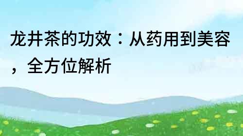 龍井茶的功效：從藥用到美容，全方位解析
