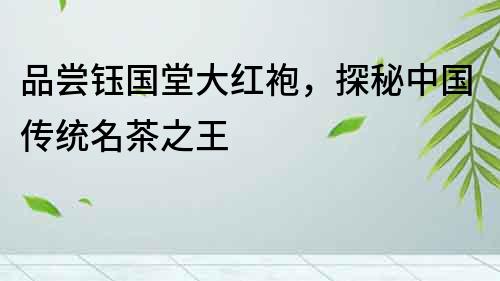 品嘗鈺國堂大紅袍，探秘中國傳統名茶之王