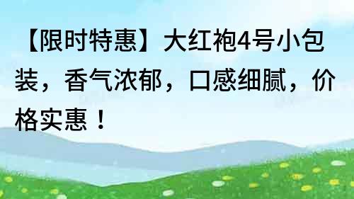 【限時特惠】大紅袍4號小包裝，香氣濃郁，口感細膩，價格實惠！