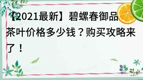 【2021最新】碧螺春御品茶葉價格多少錢？購買攻略來了！