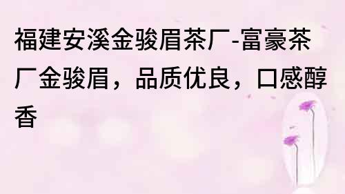 福建安溪金駿眉茶廠-富豪茶廠金駿眉，品質優良，口感醇香