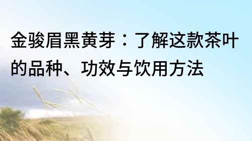 金駿眉黑黃芽：了解這款茶葉的品種、功效與飲用方法