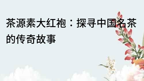 茶源素大紅袍：探尋中國(guó)名茶的傳奇故事