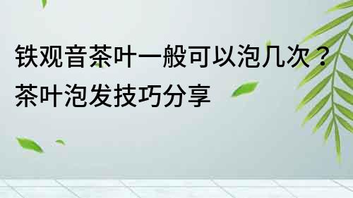 鐵觀音茶葉一般可以泡幾次？茶葉泡發技巧分享