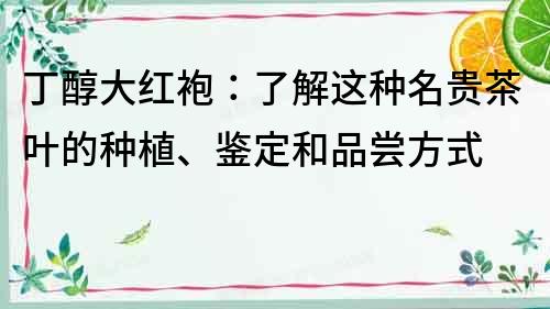 丁醇大紅袍：了解這種名貴茶葉的種植、鑒定和品嘗方式