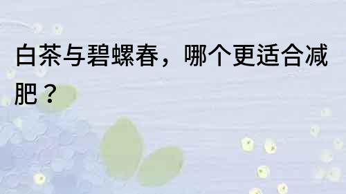 白茶與碧螺春，哪個更適合減肥？