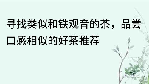 尋找類似和鐵觀音的茶，品嘗口感相似的好茶推薦