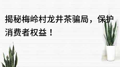揭秘梅嶺村龍井茶騙局，保護消費者權益！