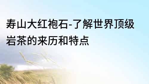 壽山大紅袍石-了解世界頂級巖茶的來歷和特點