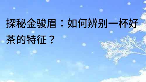 探秘金駿眉：如何辨別一杯好茶的特征？
