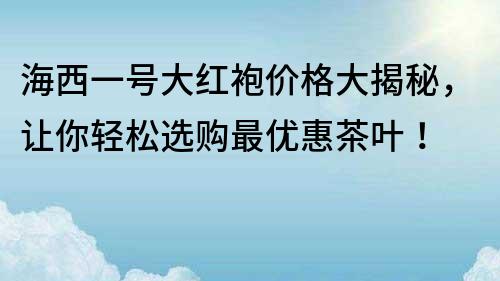 海西一號大紅袍價格大揭秘，讓你輕松選購最優惠茶葉！