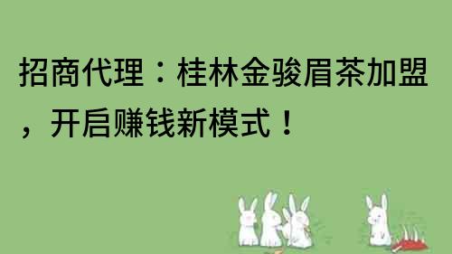 招商代理：桂林金駿眉茶加盟，開啟賺錢新模式！