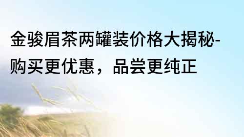 金駿眉茶兩罐裝價格大揭秘-購買更優惠，品嘗更純正