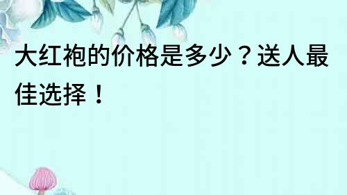 大紅袍的價格是多少？送人最佳選擇！