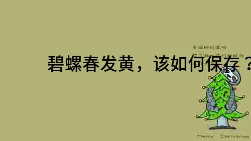 碧螺春發黃，該如何保存？