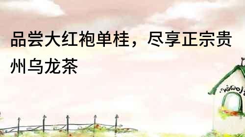 品嘗大紅袍單桂，盡享正宗貴州烏龍茶