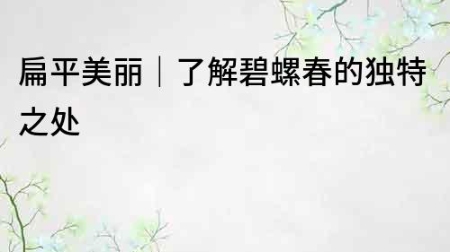 扁平美麗｜了解碧螺春的獨特之處