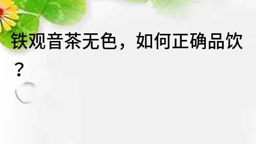 鐵觀音茶無色，如何正確品飲？