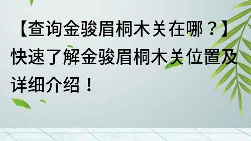【查詢金駿眉桐木關在哪？】快速了解金駿眉桐木關位置及詳細介紹！