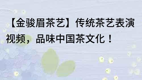 【金駿眉茶藝】傳統(tǒng)茶藝表演視頻，品味中國(guó)茶文化！