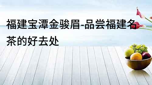 福建寶潭金駿眉-品嘗福建名茶的好去處