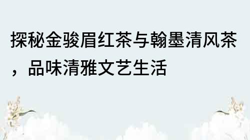 探秘金駿眉紅茶與翰墨清風茶，品味清雅文藝生活