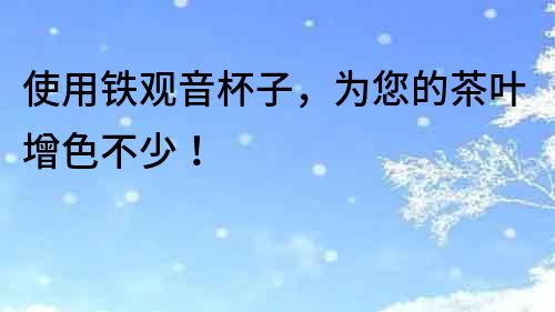 使用鐵觀音杯子，為您的茶葉增色不少！