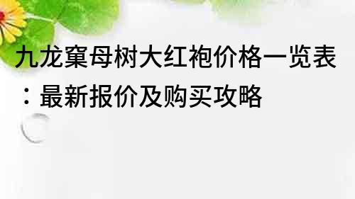 九龍窠母樹大紅袍價格一覽表：最新報價及購買攻略