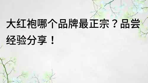 大紅袍哪個品牌最正宗？品嘗經驗分享！