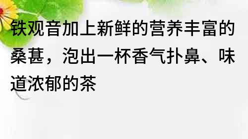 鐵觀音加上新鮮的營養豐富的桑葚，泡出一杯香氣撲鼻、味道濃郁的茶