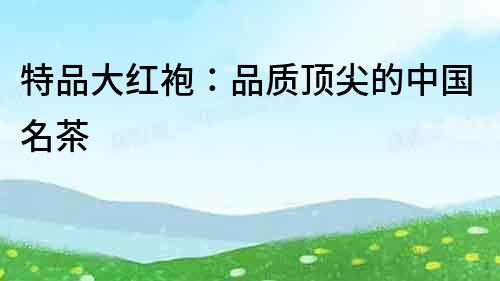 特品大紅袍：品質頂尖的中國名茶