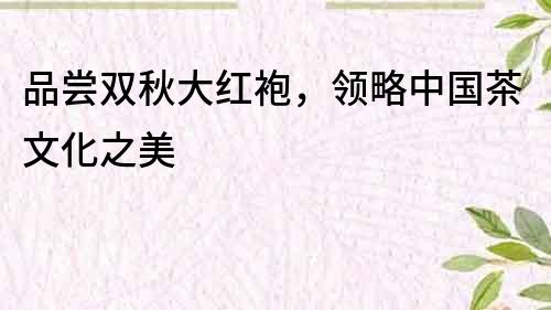 品嘗雙秋大紅袍，領略中國茶文化之美