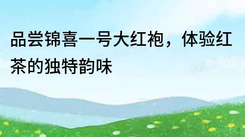 品嘗錦喜一號大紅袍，體驗紅茶的獨特韻味