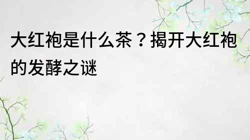 大紅袍是什么茶？揭開(kāi)大紅袍的發(fā)酵之謎