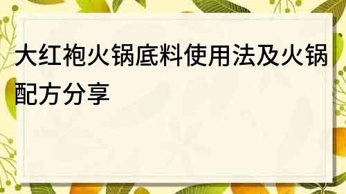 大紅袍火鍋底料使用法及火鍋配方分享