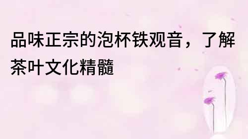 品味正宗的泡杯鐵觀音，了解茶葉文化精髓