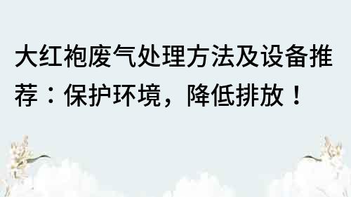 大紅袍廢氣處理方法及設備推薦：保護環境，降低排放！