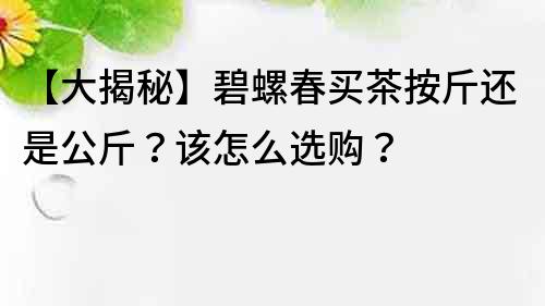【大揭秘】碧螺春買茶按斤還是公斤？該怎么選購？