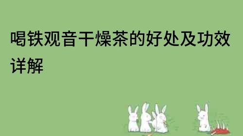 喝鐵觀音干燥茶的好處及功效詳解