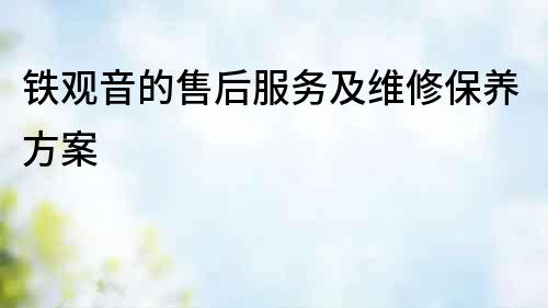 鐵觀音的售后服務及維修保養方案